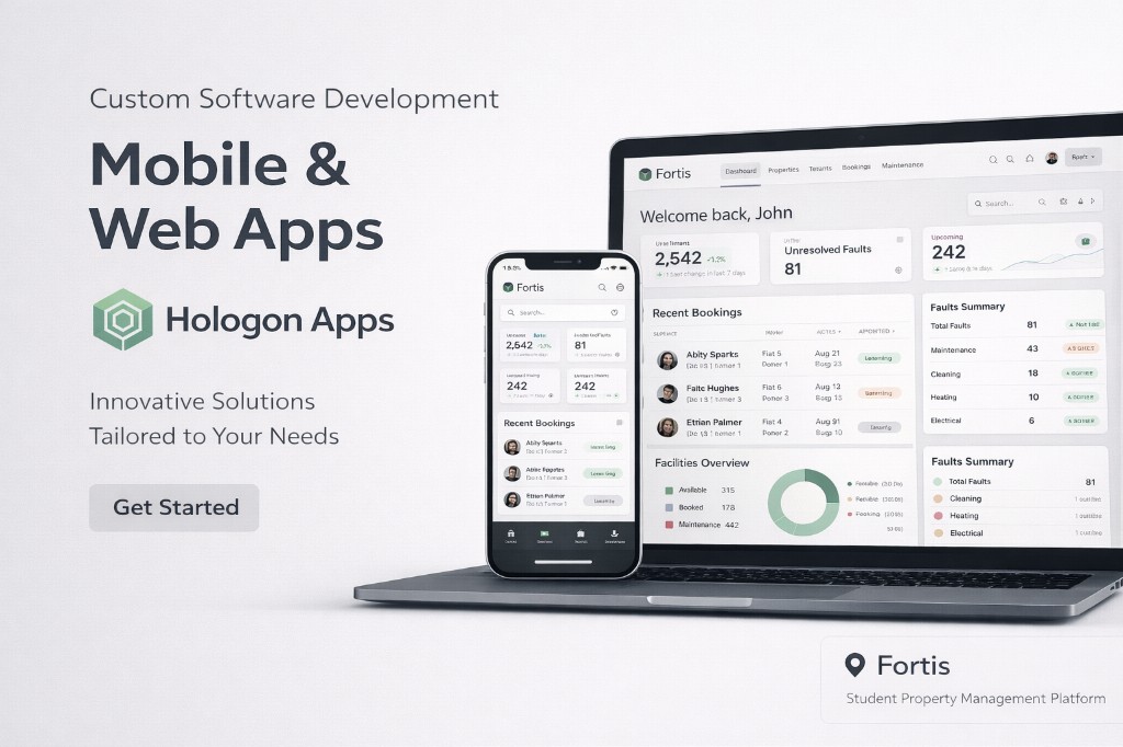 Hologon Apps — custom mobile and web software (Fortis student property platform)